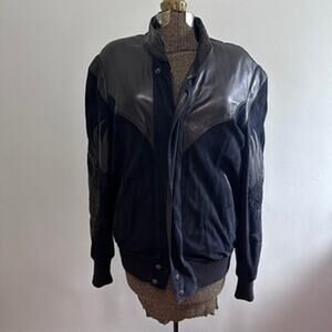Vintage Claude Montana Pour Ideal Cuir black leather and suede jacket